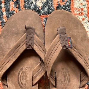 Rainbow Men’s “The Original” Classic Tan/Brown Leather Flip Flops 8.5-9.5 M